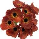 Rikyo 10 Stem 11inch Bouquets Artificial Flowers Poppy Flowers,Faux Anemone PU Fake Wild Flowers for Kitchen Table Centerpiece Vase,Home Wedding Holding Flowers Backdrop Arch Wall (Brown)