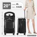 Ride On Luggage with Foldable Seat&Seat Belt,Hardshell Ride On Suitcase with Front Pocket,Lockable 4-Spinner Wheels,USB Port,TSA Lock,20 inch,Black, Medium