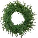 24 Inch Real Touch Norfolk Pine Wreath for Front Door, Artificial Christmas Wreaths Faux Green Pine Needles Wreath Durable and Reusable for Walls Windows Porches Farmhouse Indoor Outdoor Home Decor