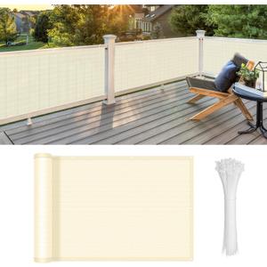 LOVE STORY Balcony Privacy Screen, 3'x16' Butter Cream Deck Shield Screen Fence Cover (HDPE),UV Protection and Weather-Resistant,3 FT Height for Deck, Patio, Backyard, Outdoor Pool, Porch, Railing