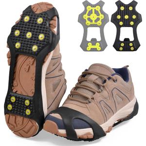 Ice Cleats Snow Traction Cleats Crampons for Shoes and Boots Anti Slip 11 Studs Grippers for Walking on Snow and Ice Footwear Rubber Walking Cleats Men Women (Large (8.5-10 men/10-11.5 women))