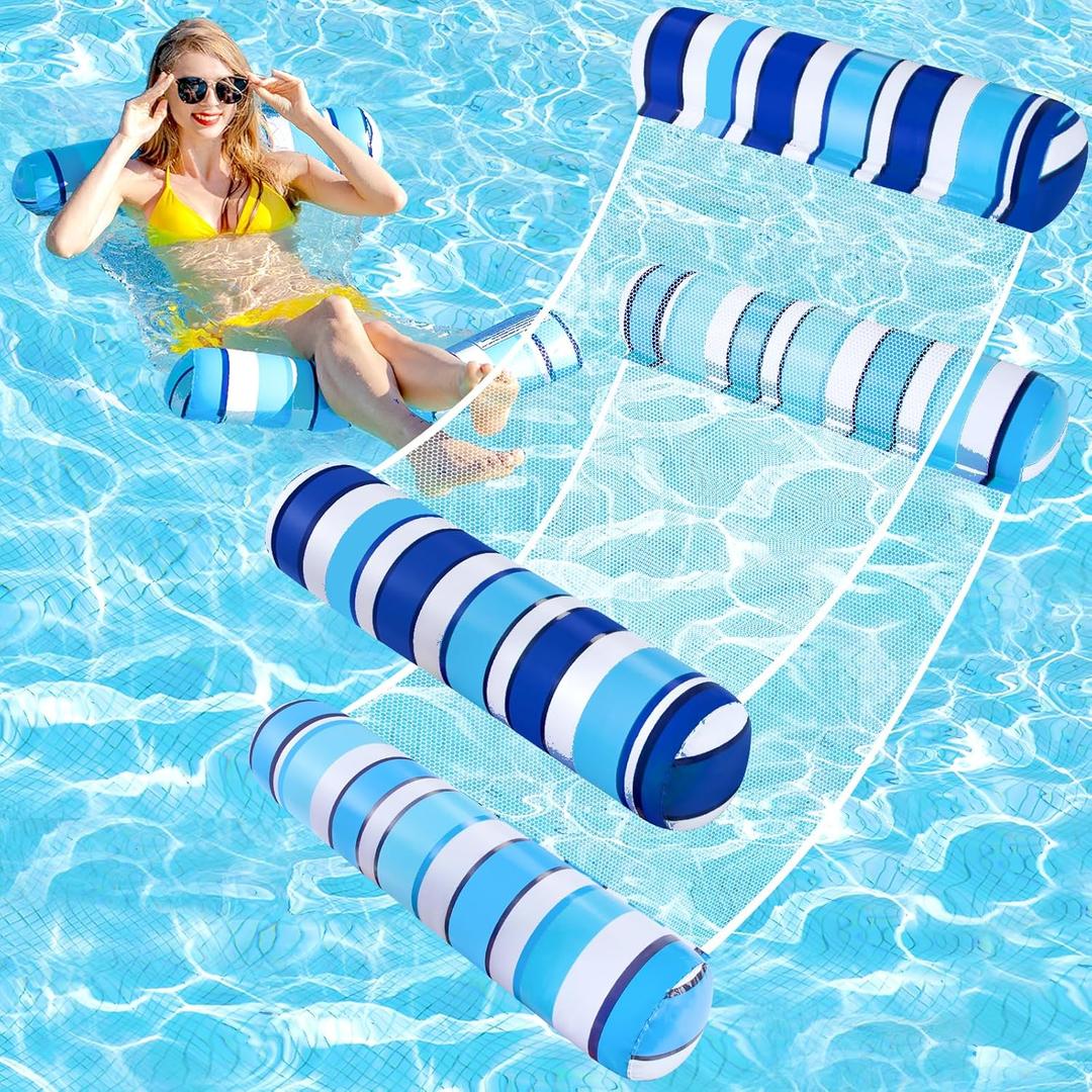 Pool Floats Adult - 2 Pack Pool Floats, Inflatable Pool Hammock Float, 4-in-1 Pool Hammock for Adults, Adult Pool Float