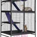 Garvee Metal Small Animal Cage,64 in H Ferret Cage for Small Animals - 4 Tier Large Hamster Cage with Removable Ramp, Hammock, Extra Storage Stand,Removable Tray for Ferret, Chinchilla, Hamster