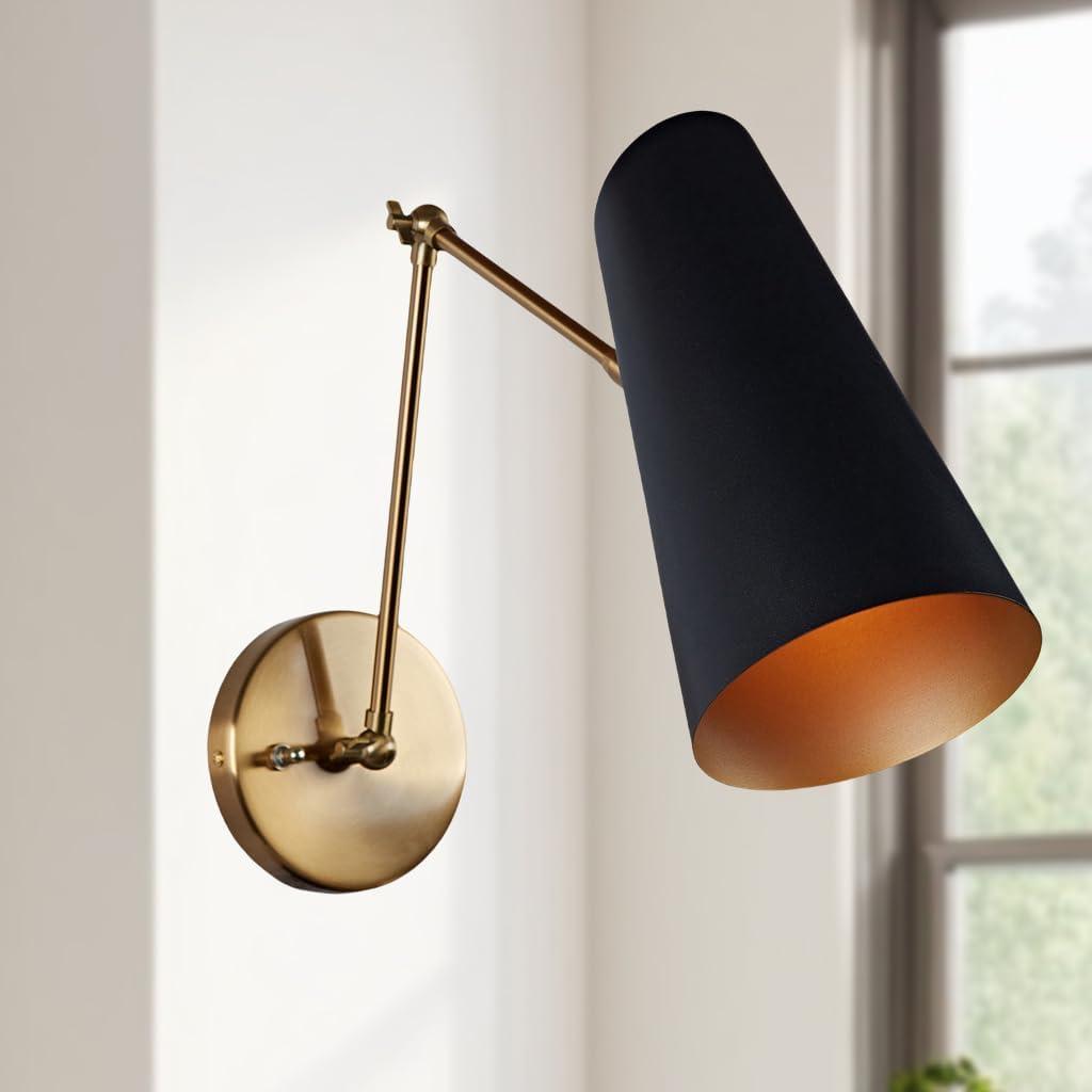 Elegant Articulating Mid-Century Modern Metal Sconce, Streamlined Design Metal Wall Light for Living Room, Lounge Room, Sitting Room
