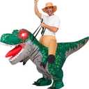 Spooktacular Creations INFLATABLE COSTUME FOR ADULTS: An inflatable T-rex costume with glowing eyes, perfect for Halloween, cosplay and theme parties, Size 7Fx 41Inc