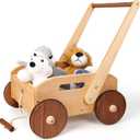 Woodtoe Wooden Baby Walker, Adjustable Speed Baby Push Walker, Montessori Push Toys for Babies Learning to Walk, Educational Walking Toys Gift for Toddler Boys Girls 1-3 Years Old 