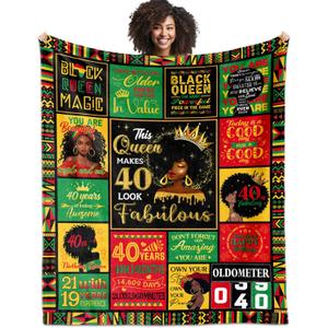 African American 40Th Birthday Gifts for Women, Positive Encouragement Inspirational Bday Gift Blanket 60"X50", 40 Year Old Birthday Gifts for Black Lady Women Mom Sister Friend