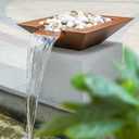 PONDO 20" Square Garden Water Bowl, Stainless Steel Spilling Water Feature for Outdoor Ponds, and Other Landscaped Areas (Antique Brown Coated)