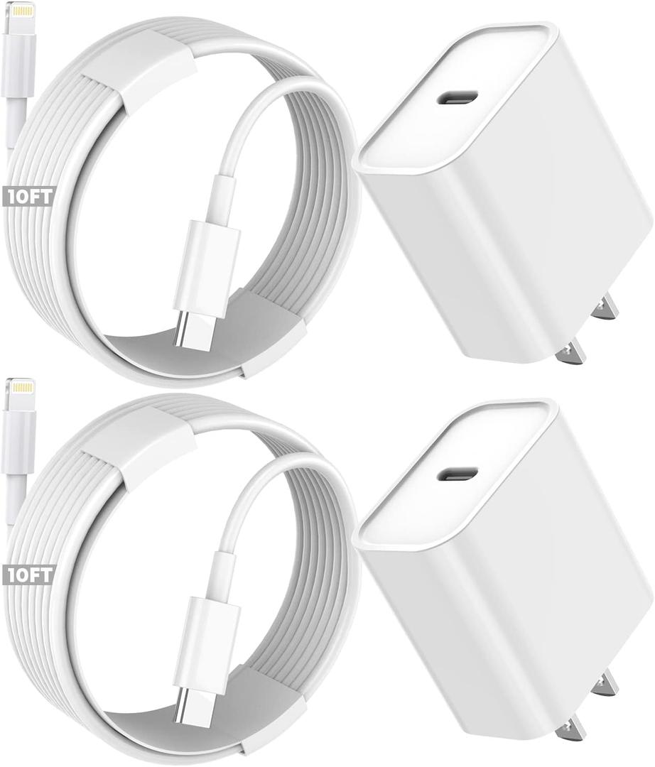 iPhone Fast Charger,Extra Long iPhone Charger Fast Charging 10Foot 2Pack i Phone Chargers 10FT USB C to Lightning Cable Cord Adapter for iPhone 14 Pro Max/14 Plus/13 Mini/13/12/11/X/XR/SE/iPad/AirPods