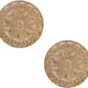 SOFFEE DESIGN 2pcs Wooden Carved Flower Knobs, Decorative Bohemian Style Pulls Handles for Door Cabinet Drawer