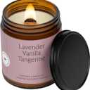 Fontana Candle Co Wood Wick Beeswax Jar Candle, Lavender Vanilla Tangerine Made Safe with Coconut Oil & Pure Essential Oils 35+ Hrs Clean Burn, Long Lasting and Non-Toxic Candles for Home & Room