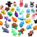 MONJITA 35 pcs Mini 3D Printed Animal Figurines, Flexible Articulated Fidget Wigglitz Toys, Cute Desk Decor, Party Favors, Goodie Bag Stuffers, Gifts for Kids Students Carnival Prizes Rewards (35pcs)