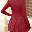 Wenrine Women Long Sleeve Bubble Mini Dress Bodycon Mock Neck Casual 2025 Cocktail Club Party Dresses (Medium, Burgundy)