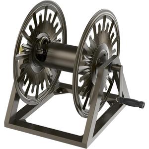 GOFORWILD Heavy-Duty Decorative Garden Hose Reel - Wall/Floor Mount with 200-Ft Capacity for 5/8 Hose Outdoor Hose Holder Winder for Lawn, Yard & Garden Storage