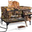 Weatherproof Heated Cat House for Outdoor in Winter, Heated Cat Bed Kitty Shelter with Cat Heating Pad, Insulated & Safe Escape Door, Warm House for Outside Stray Cat(Leaf Color, 16.5"x28"x19.1")