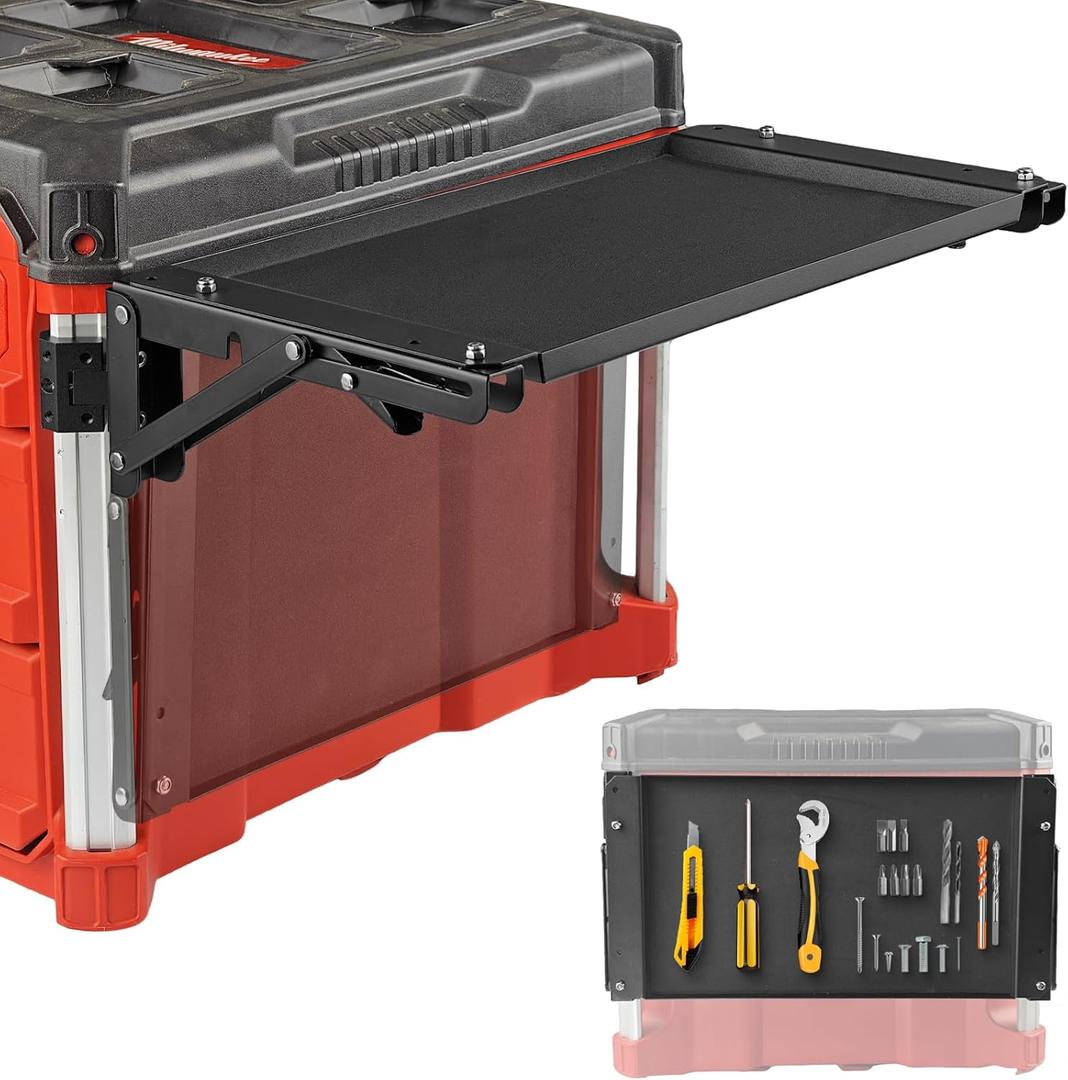 Folding Magnetic Table Compatible with Milwaukee Packout Toolbox, Powerful Magnetic Tool Tray Side on Your PACKOUT System