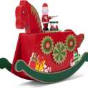 Cottage Garden Rocking Horse Gears Red 9 inch Wood Musical Holiday Figurine Plays We with You A Merry Christmas