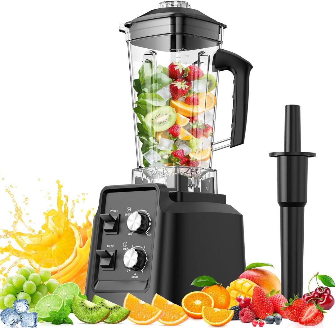 Smoothie Blender, Blender for Smoothies, Professional Countertop Blenders for Kitchen, 1800 Peak Watts, 68 Oz Large Capacity, for Ice Crush, Frozen Drinks, BPA Free, Black