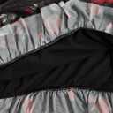 Verdusa Women's Floral Mesh Micro Mini Skirts Ruched High Waist Bodycon Ruffle Skirt (Black, L)