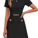 MEROKEETY Women's Summer Short Sleeve Mini Dress 2026 Spring Elegant Business A Line Bodycon Work Graduation Short Dress, Small