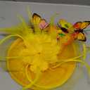 Gionforsy Butterfly Fascinator Hat Feather Tea Party Hat Monarch Butterfly Headband Fascinators for Wedding (Yellow)
