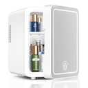 CUTIEWORLD Skincare Fridge With Dimmable LED Light Mirror, 4L Makeup Mini Fridge for Bedroom, Car, Office & Dorm, Cooler & Warmer, Portable Small Refrigerator for Cosmetics, Skin Care and Food