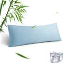 Body Pillowcase, Cooling Viscose from Bamboo Pillow Cover with Zipper Closure, Soft Moisture-Wicking for Hot Sleepers, Hair and Skin-Friendly, Aqua Blue, 1 Pack