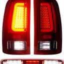 Tresound LED Tail Lights + 3rd Third Brake Cargo Lamp for GMC Sierra 1500 2007-2013(SLT, WT, SL, SLE), 2500 3500 HD 2007-2014 (Only fit 3500HD with Single Rear Wheel Model), Chrome Housing Red Lens
