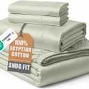 LANE LINEN King Sheets 100% Egyptian Cotton Swiss Dot Sateen Weave Jacquard Oeko-Tex Certified Deep Pocket 4 Piece Soft Breathable Hotel Luxury Machine Washable - Green