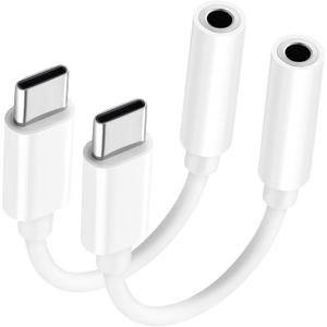 USB C to 3.5mm Audio Adapter - Headphone Jack Adapter for iPhone 16/16 Pro/15/15 Pro/Pro Max/Plus, Type C Aux Dongle Cable Cord Compatible with iPad, MacBook, Samsung Galaxy S24/S23/S22/S21Ultra (White)