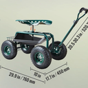 VEVOR Garden Cart Rolling Workseat with Wheels, Gardening Stool for Planting, 360 Degree Swivel Seat, Wagon Scooter with Steering Handle & Utility Tool Tray, Use for Patio, Yard, and Outdoors, Green
