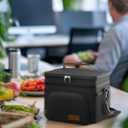 HOTOR Insulated Lunch Box for Men & Women - Leak-Proof Cooler Lunch Bag with 4 Pockets, Adjustable Strap, Ideal for Work, Picnic, Travel - Medium, Black, 10.2"6.9"8.5"