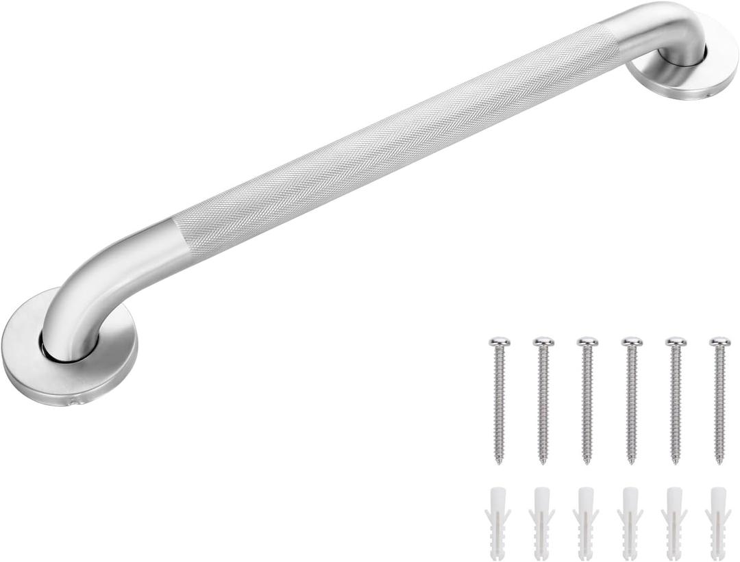 Grab Bars for Bathtubs and Showers, 304 Stainless Steel Handicap Grab Bar, Anti Slip Bathroom Handrail with Knurled Surface, Holds up to 500 LBS Safety Shower Handle for Elderly (12 Inches)