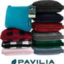 PAVILIA Travel Blanket Pillow, Soft Airplane Blanket 2-in-1 Combo Set, Plane Blanket Compact Packable, Flight Essentials Car Pillow, Travelers Gifts Accessories, Luggage Backpack Strap, 60x43 Pink