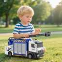 3-in-1 Large Fire Truck Toy with Garage & 6 Cars, Water Pump, Extendable Ladder, Lights & Siren Sounds, Fire Rescue Truck Vehicle Toy for Boys Girls 3+, Christmas Birthday Gift