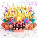 Lupow 3D Pop Up Musical Birthday Cards with Lights & Blowable LED Light Candle  Interactive Singing Happy Postcards Birthday Decorations Greeting Cards Birthday Cards for Women, Men, Mom, Wife, Husband, Boy, Girl