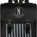 Addams Gothic Backpack Purse Faux Leather Black