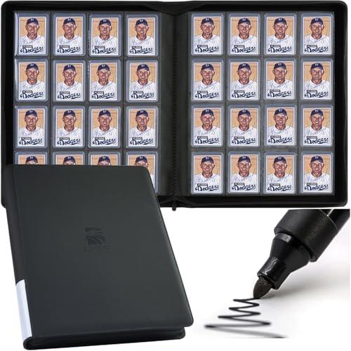 BOMIIPOR 16 Pocket Top Loader Binder, Holds 640 Top Loaders - Premium Top Loader Binder with Sleeves for 3" x 4" Rigid Card Holders for Trading Cards or Sports Cards - Classic Black