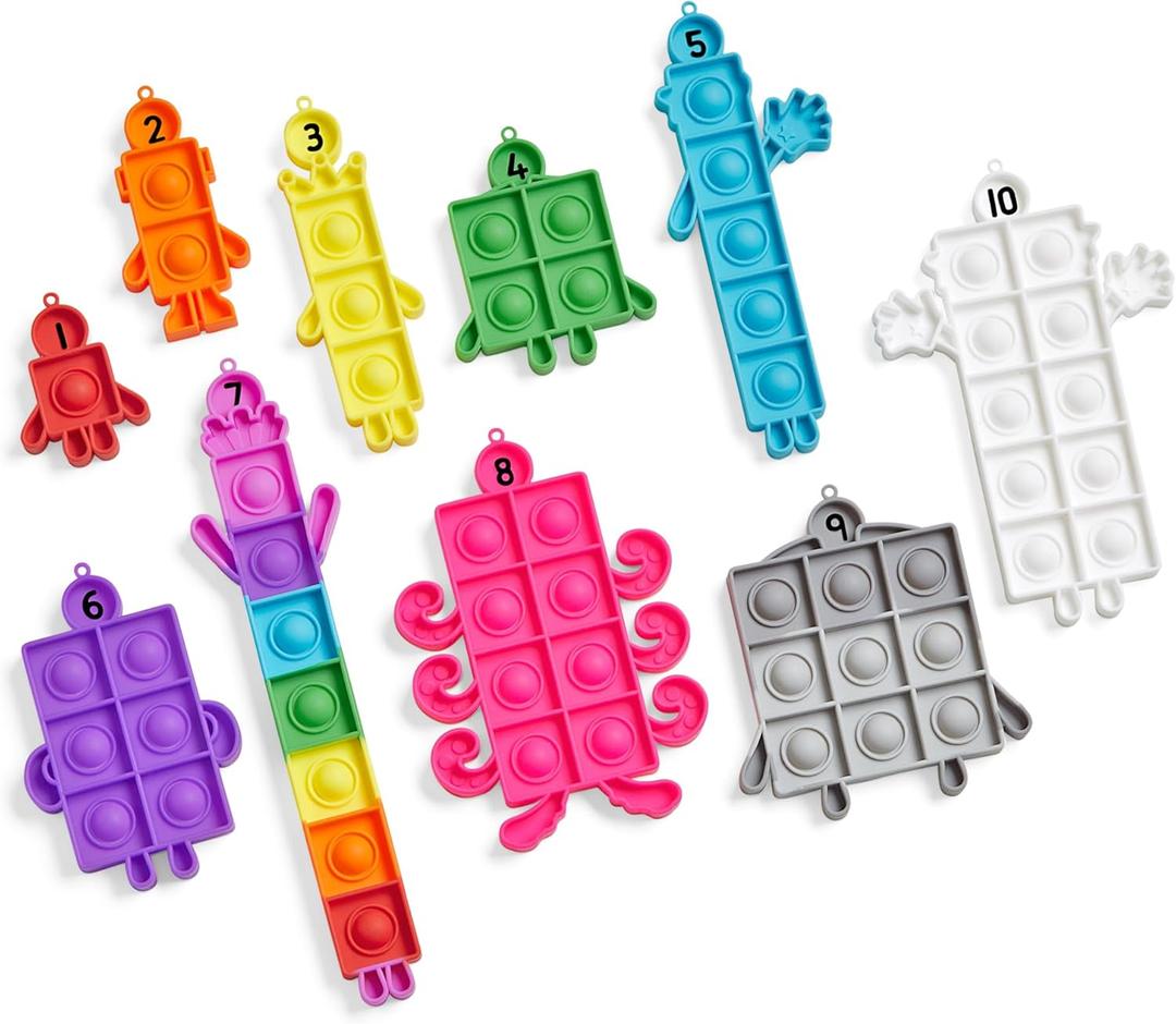 hand2mind Numberblocks Sensory Bubble Poppers, Push Pop Fidget Toys, Keychains for Kids, Counting Math Manipulatives, Calm Down Corner Supplies, Preschool Classroom Must Haves, Easter Basket Stuffers