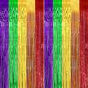 4 x 2 Pack 3.2ft x 9.8ft Rainbow Colored Pride Flag Metallic Foil Fringe Curtain, 6 Colors Multicolored Tinsel Curtains Streamers Party Photo Booth Props Backdrop for Gay Pride Month LGBTQ+ Decorations