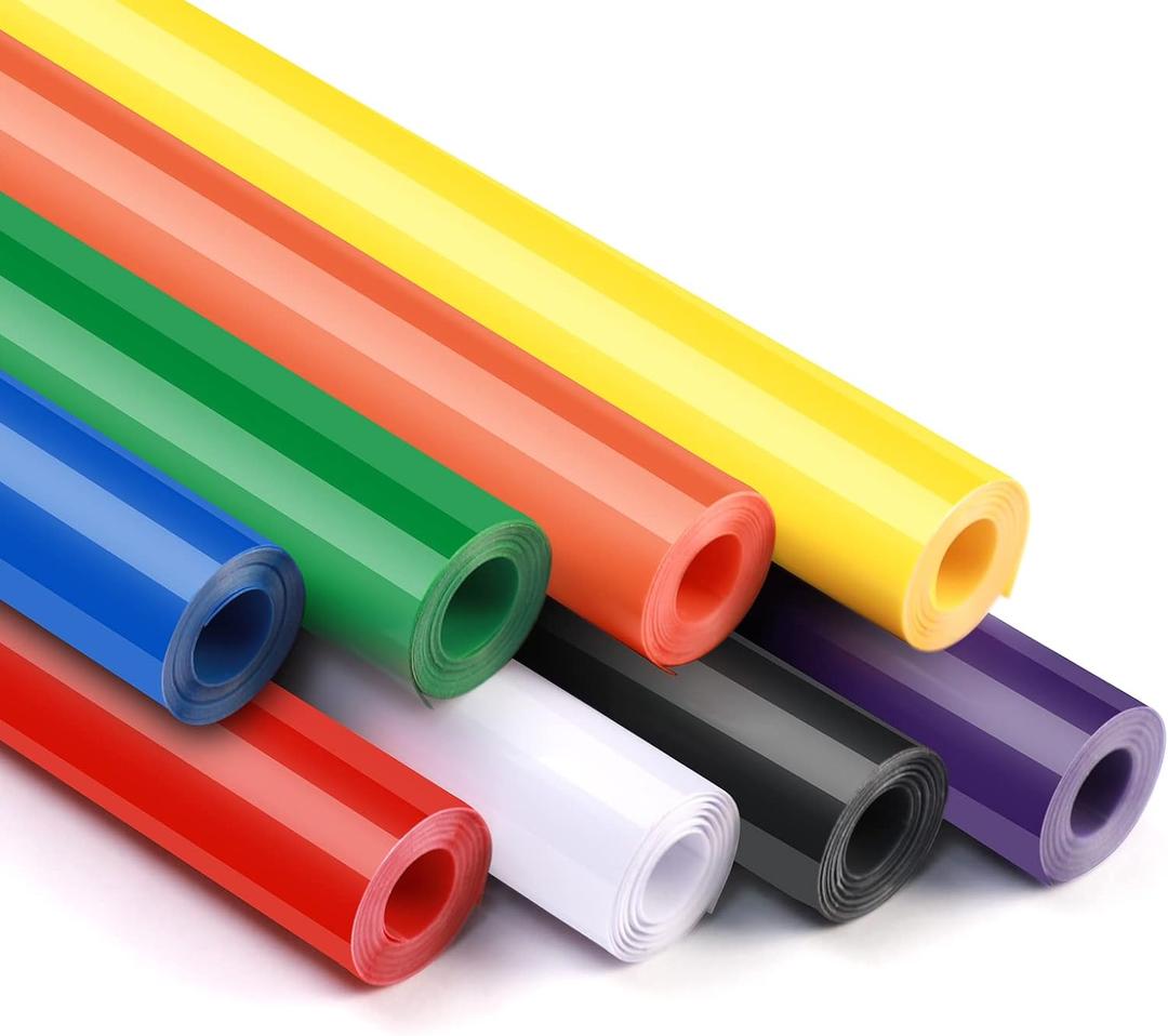 HTVRONT Permanent Vinyl Bundle, 8 Colors 12" x 5ft Permanent Adhesive Vinyl Rolls Compatible with Cricut Cutting Machine, Silhouette, Cameo Cutters, Signs, Scrapbooking, Craft, Die Cutters (Multicolor)