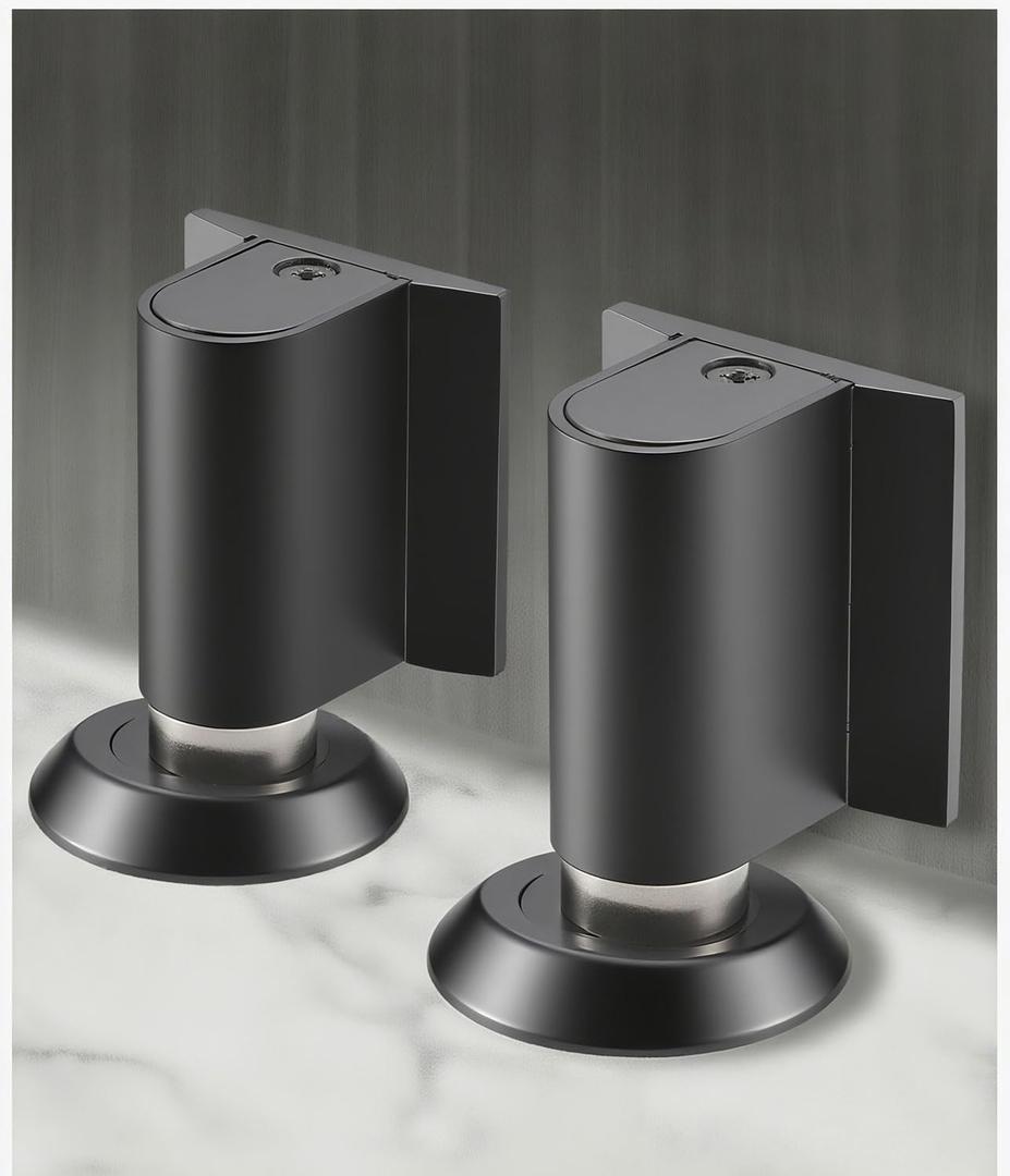 2 Packs Magnetic Door Stopper, Door Wedge Stopper No Drill Invisible Doorstops for Inside Door, Heavy Duty Invisible Door Stop, Magnetic Doors Catch Holder to Keep Doors Open(Black)