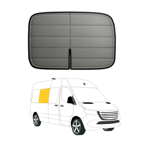 Upgrade Passenger Side Middle Window Cover for Mercedes-Benz Sprinter 170Wb,2007-2024,2 Folding Panels for Ventilation (T-Vent),Magnetic Window Cover for Bare Metal & Plastic Frame