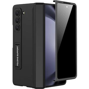 Miimall for Samsung Galaxy Z Fold 5 Case with Privacy Screen Protector, Built-in Convenient Adjustable Kickstand & Magnetic Hinge Protection All-Inclusive Protective Case for Galaxy Z Fold 5 5G Black