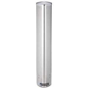 San Jamar Large Pull-Type Cup Dispenser Fits 12 - 24 Oz. Cups with Flip Cap for Restaurants, Dining Halls, and Fast Food, Stainless Steel, 23.5 Inches, Silver