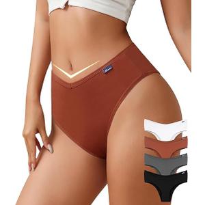 ASIMOON High Waisted Cotton Bikini Underwear for Women Sexy High Cut Cheeky Panties Ladies Stretch V Waist Panty
 XXL