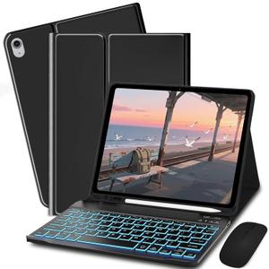 Bxomteng Keyboard Case for Samsung Galaxy Tab S11 SMX730, SMX736, SMX736B  7 Colors Backlit Keyboard Cover and Mouse (Black) (Black)