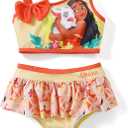 Disney Princess Toddler Girls One Shoulder Bow Tie Tankini Beach Swimwear Set Orange Yellow, 3-4 Years