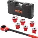 VEVOR Ratchet Pipe Threader Kit with 6 Dies, 1/4" NPT to 1-1/4" NPT Ratcheting Pipe Threading Tool, Portable Pipe Threader Set with Storage Case for Plumbing Installation and Repair