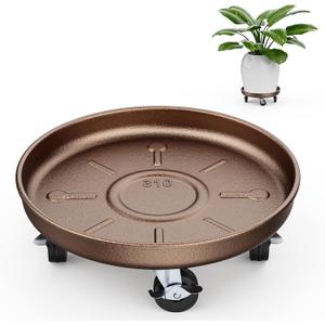 Plant Saucer 12" Rolling Plant Caddy Rolling Plant Stand with Wheels  Heavy Duty Metal, Locking, Sturdy, Rust-Resistant Finish, and Easy to Move, 310 lb Capacity